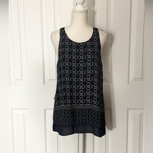 MAX STUDIO Women Sleeveless Blouse, Navy Blue and White, Size Medium